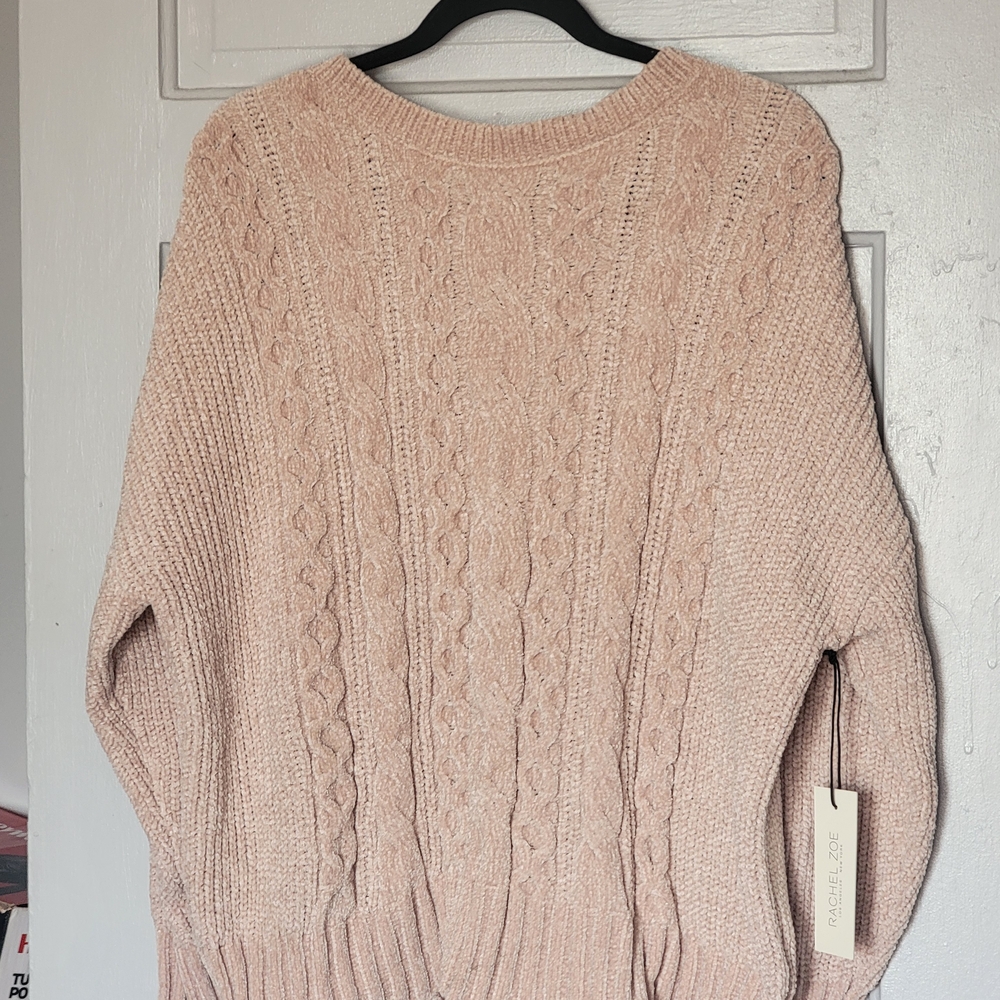 Rachel Zoe Oatmeal Cable Knit Crew Neck Sweater